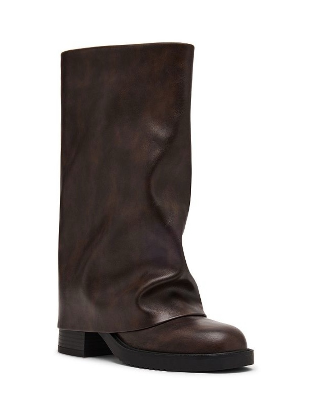 Tall Leather Pull-On Boot - Dark Brown